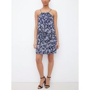 Blue Rain Womens Navy Paisley Dress Size L Spaghetti Strap Elastic Waist